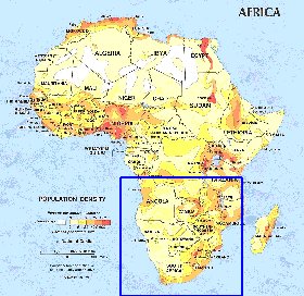 mapa de de densidade populacional Africa em ingles