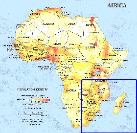 mapa de de densidade populacional Africa em ingles