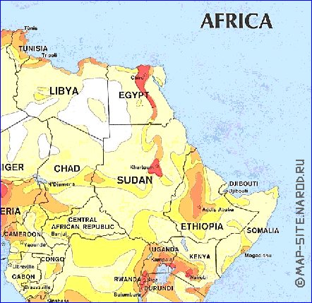 mapa de de densidade populacional Africa em ingles