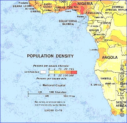 mapa de de densidade populacional Africa em ingles