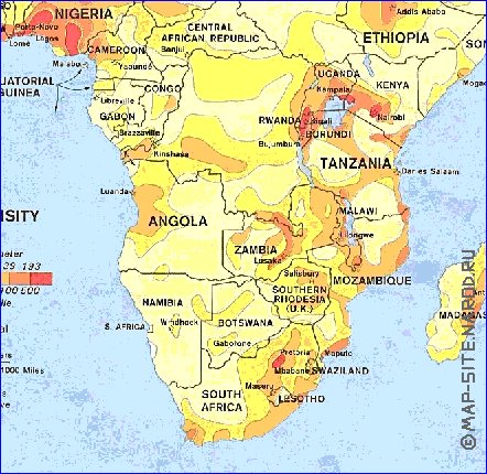 mapa de de densidade populacional Africa em ingles