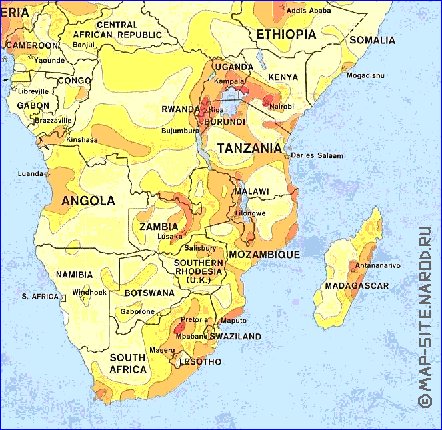 carte de de la densite de population Afrique en anglais