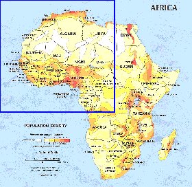 mapa de de densidade populacional Africa em ingles