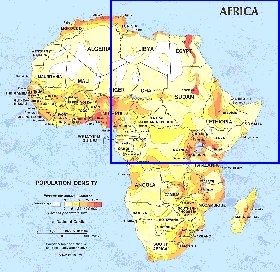 mapa de de densidade populacional Africa em ingles