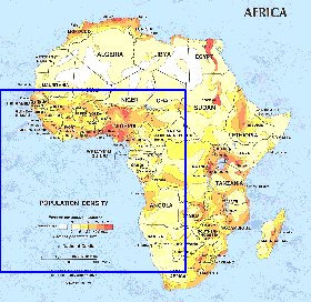 mapa de de densidade populacional Africa em ingles