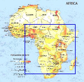 mapa de de densidade populacional Africa em ingles