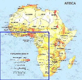 mapa de de densidade populacional Africa em ingles