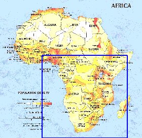 mapa de de densidade populacional Africa em ingles