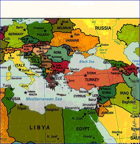 Politico mapa de Africa em ingles