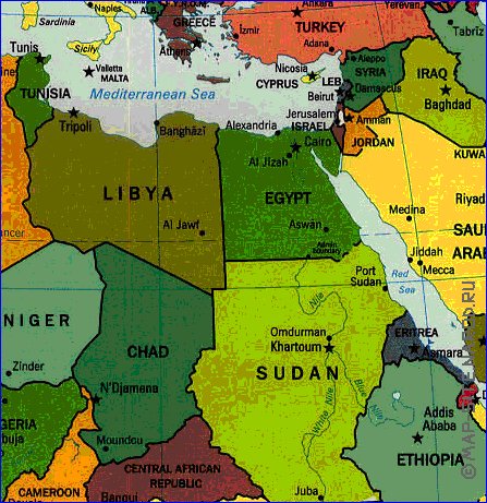 Politique carte de Afrique en anglais