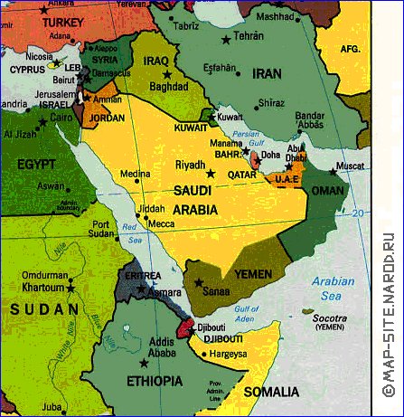 Politico mapa de Africa em ingles