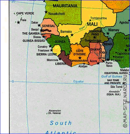 Politico mapa de Africa em ingles