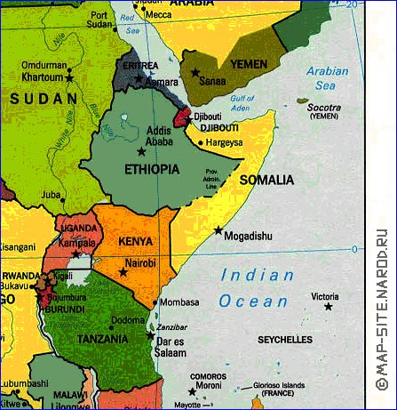 Politico mapa de Africa em ingles