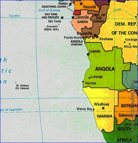 Politique carte de Afrique en anglais