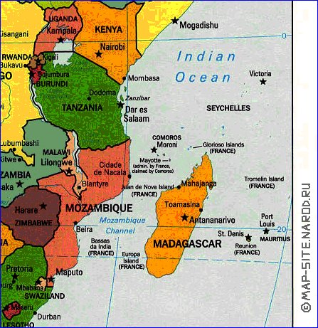 Politico mapa de Africa em ingles