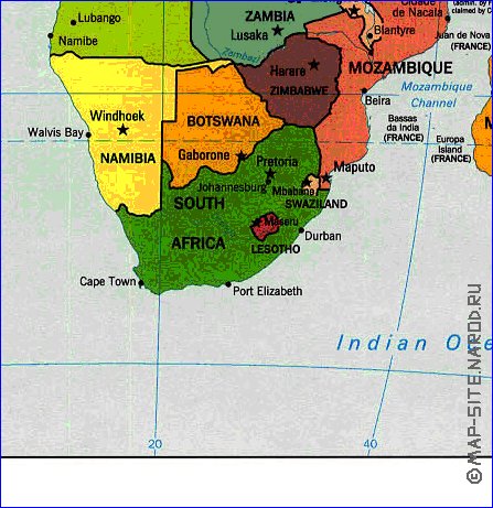 Politique carte de Afrique en anglais