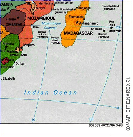 Politico mapa de Africa em ingles