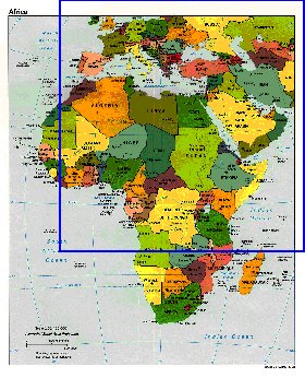 Politique carte de Afrique en anglais