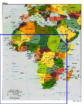 Politico mapa de Africa em ingles