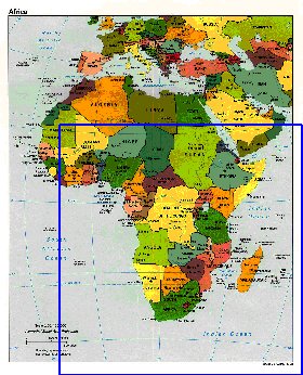 Politico mapa de Africa em ingles