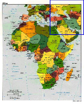 Politico mapa de Africa em ingles