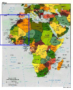 Politico mapa de Africa em ingles