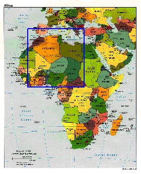 Politico mapa de Africa em ingles