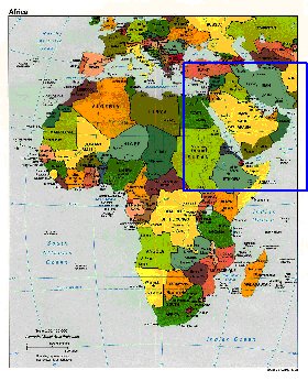 Politico mapa de Africa em ingles