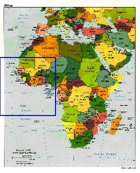 Politique carte de Afrique en anglais