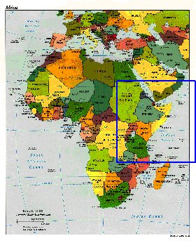 Politico mapa de Africa em ingles