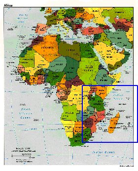 Politico mapa de Africa em ingles