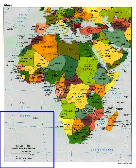 Politico mapa de Africa em ingles