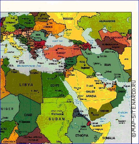 Politico mapa de Africa em ingles