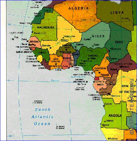 Politique carte de Afrique en anglais