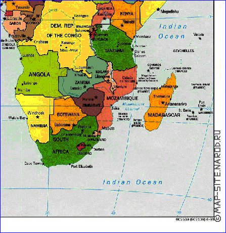 Politico mapa de Africa em ingles