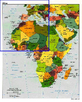 Politico mapa de Africa em ingles