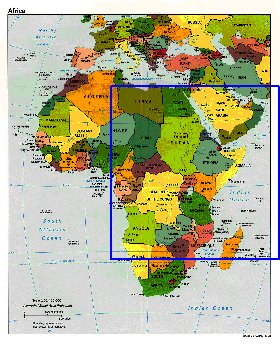 Politico mapa de Africa em ingles