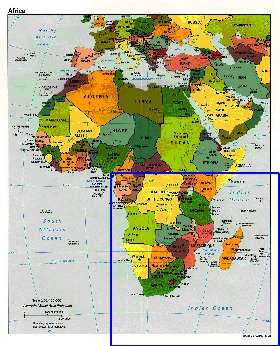 Politico mapa de Africa em ingles