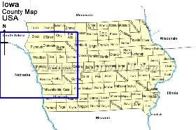 Administrativa mapa de Iowa