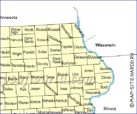 Administratives carte de Iowa