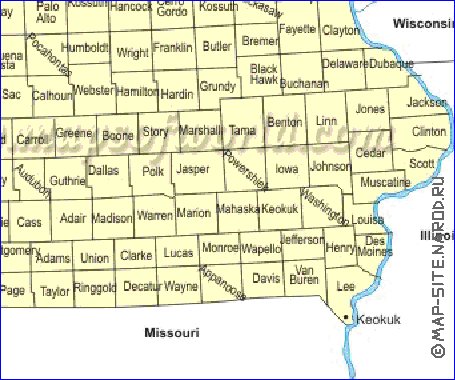 Administratives carte de Iowa