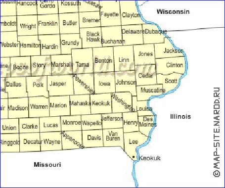 Administratives carte de Iowa