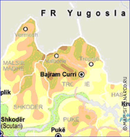 mapa de Albania em ingles