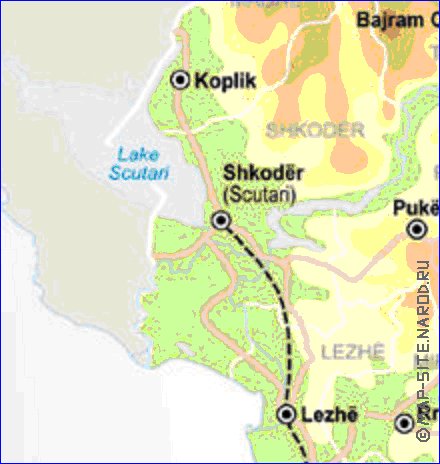 mapa de Albania em ingles