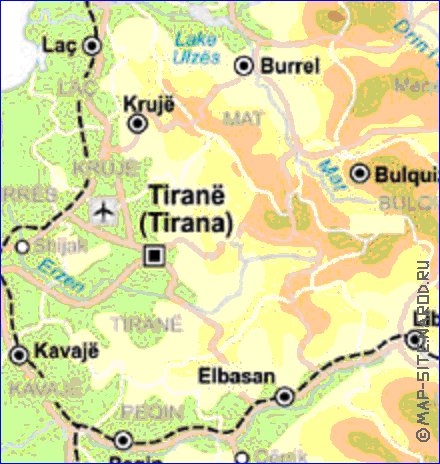 mapa de Albania em ingles