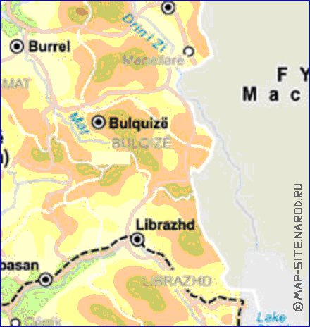 mapa de Albania em ingles