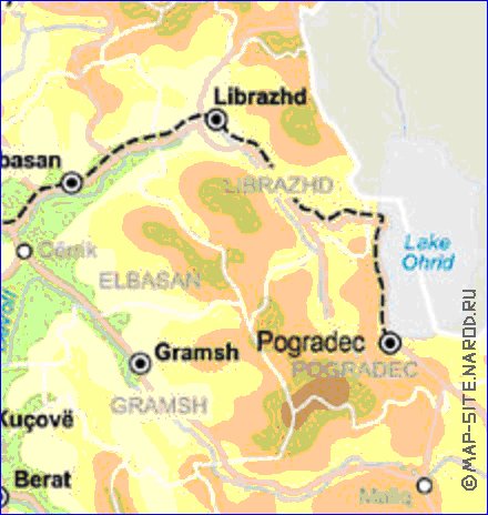 mapa de Albania em ingles