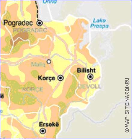 mapa de Albania em ingles