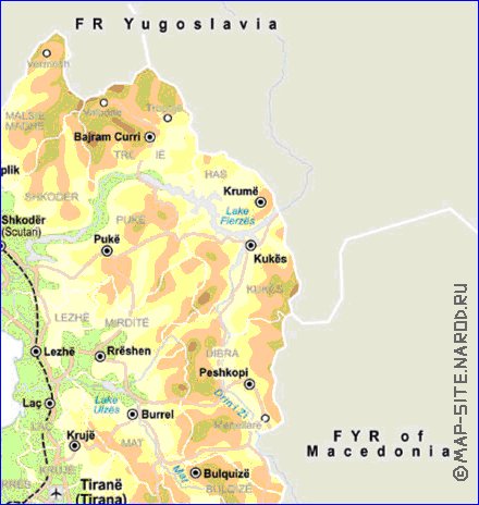 mapa de Albania em ingles