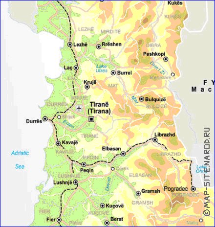 mapa de Albania em ingles